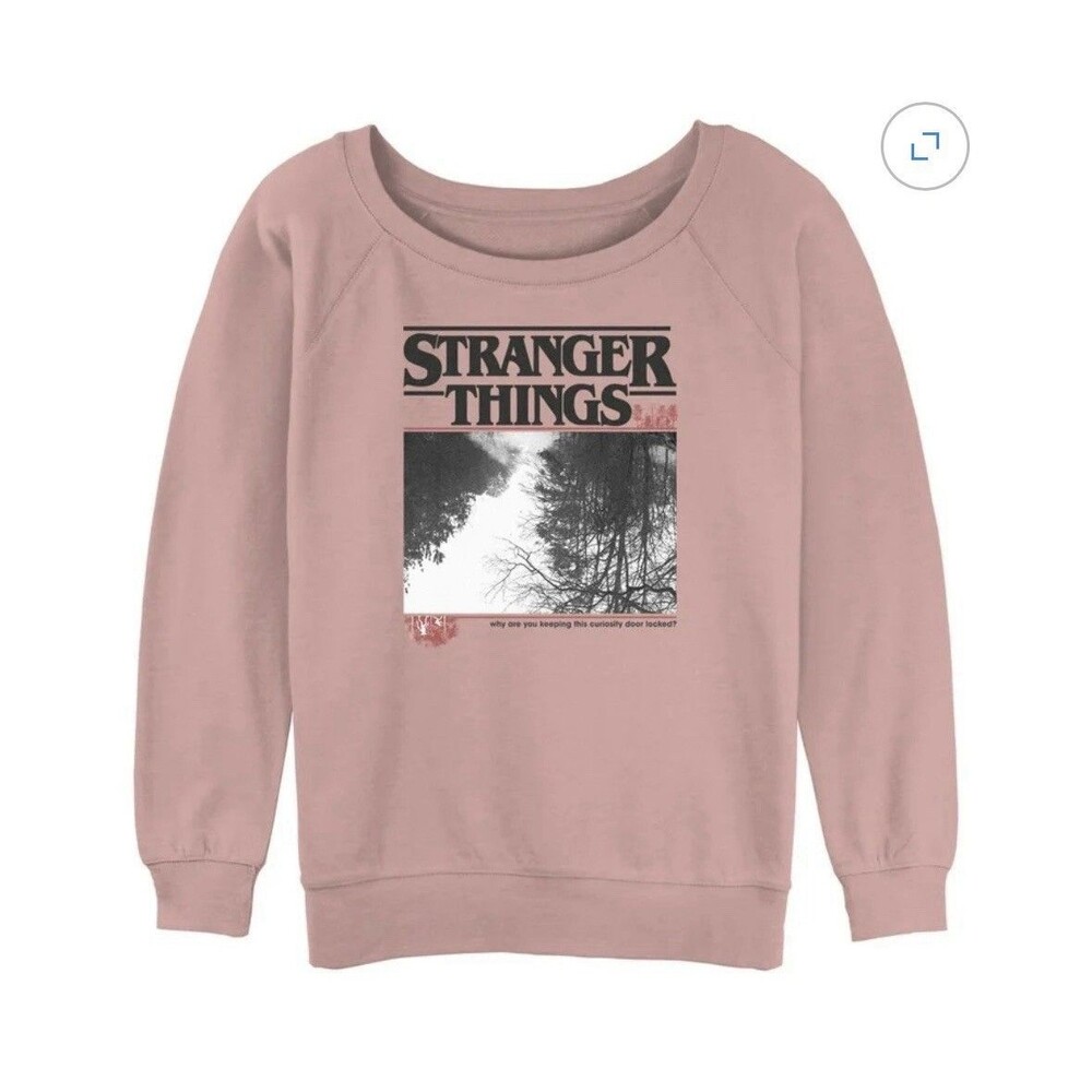 Stranger Things Upside Down Trees Silhouettes Slouchy Terry Graphic Pullover